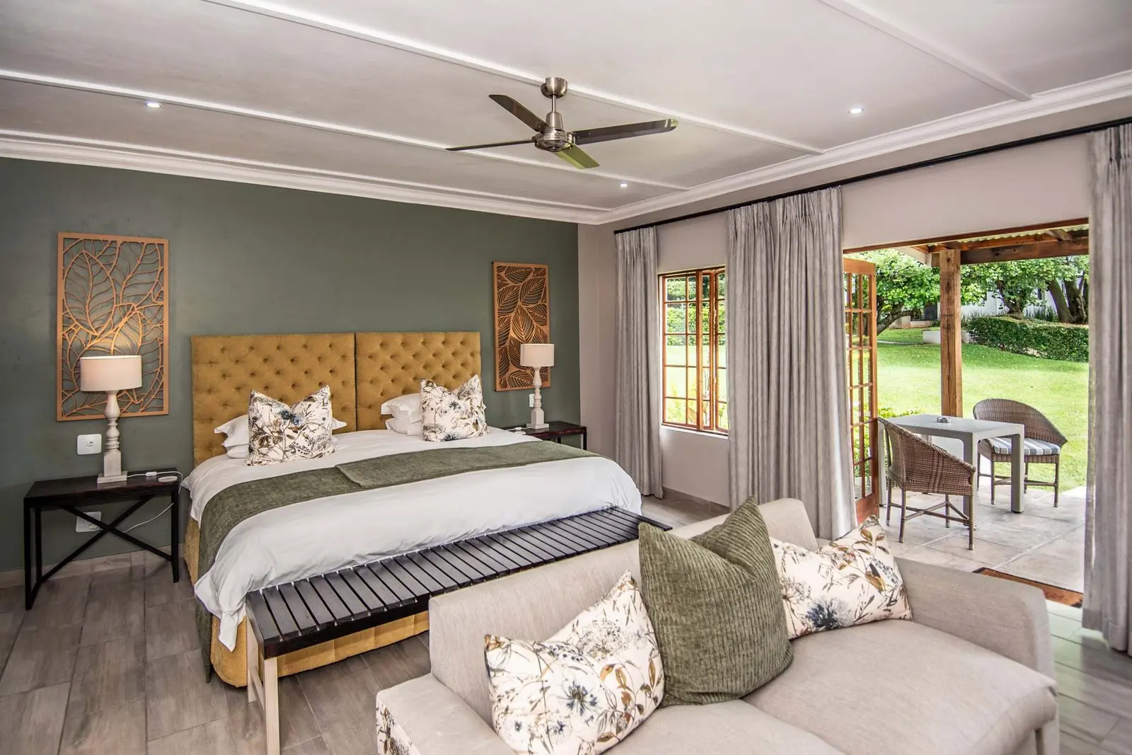 Elegant luxury suite overlooking the gardens